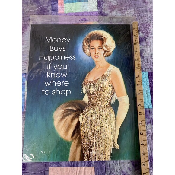 Money Buys Happiness 12.5x16 Tin Metal Sign She Shed Garage Bar Wall Decor - Picture 2 of 3